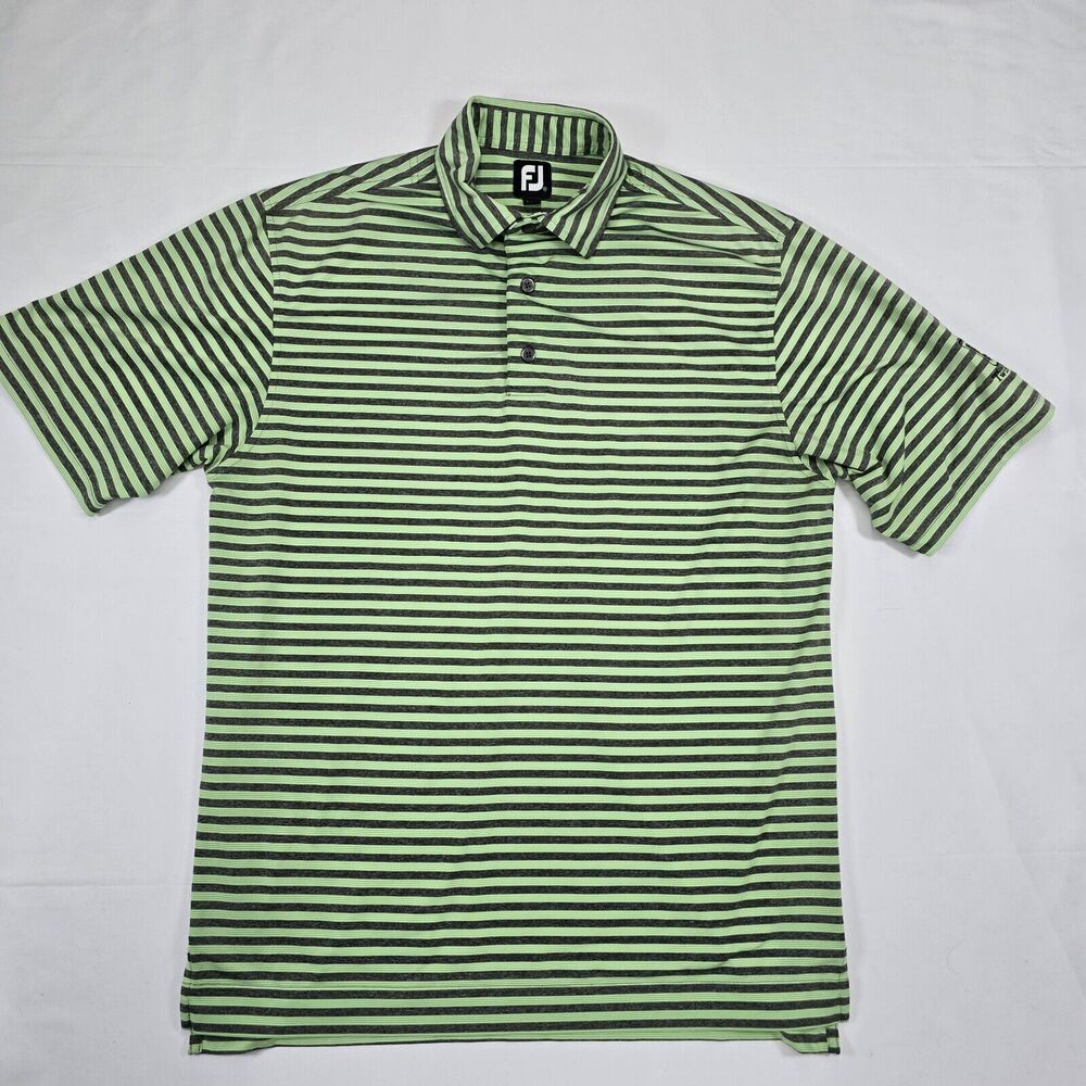 Footjoy Men's Green striped Short Sleeve Golf Polo Shirt TPC Twin Cities Size M